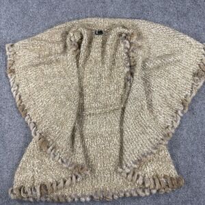 Love Token Sweater Vest Open Cardigan Medium Knit Rabbit Fur Trim Flow Drake